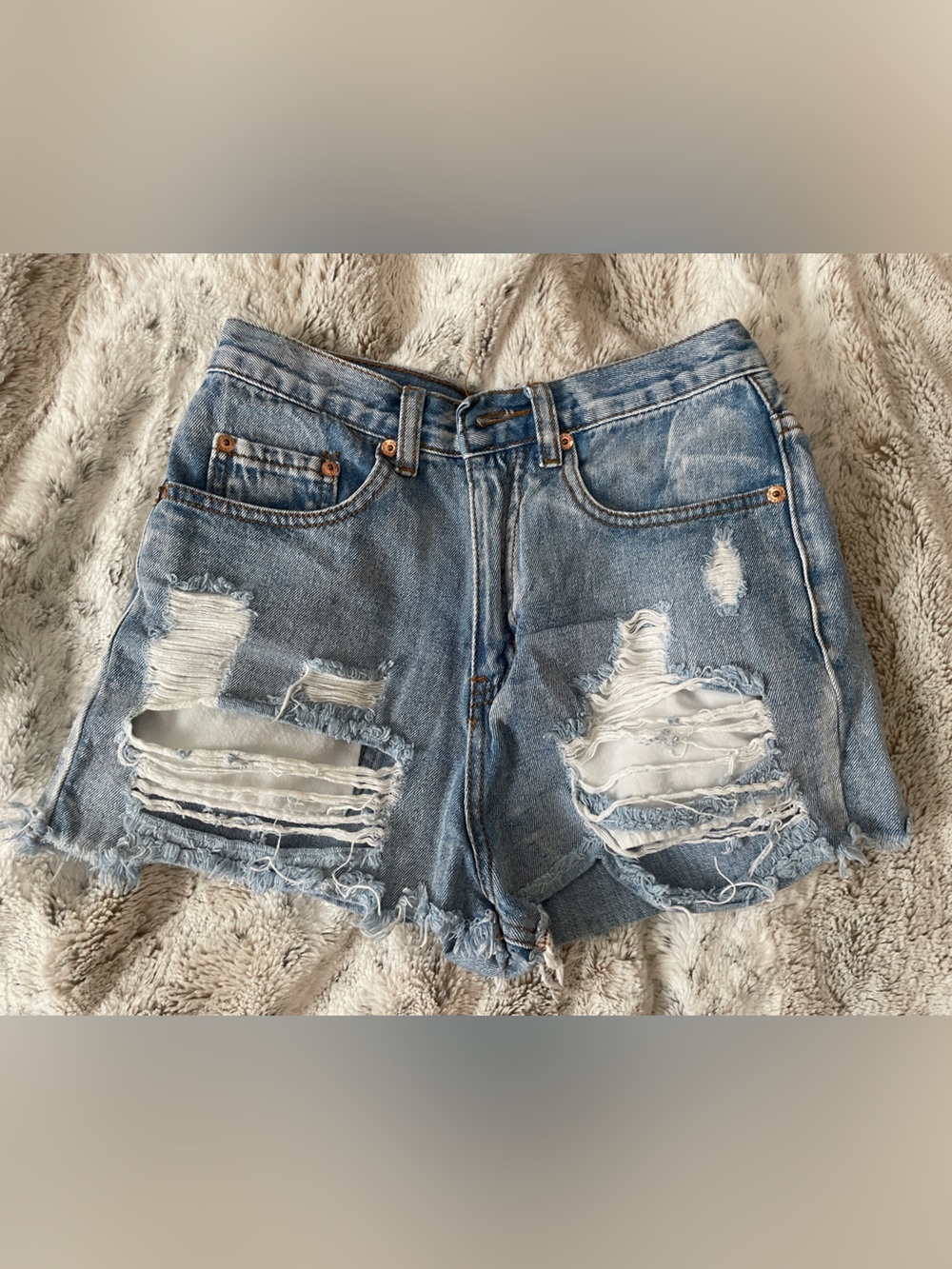 Forever 21 Light Blue Denim Shorts with Contrast Stitching